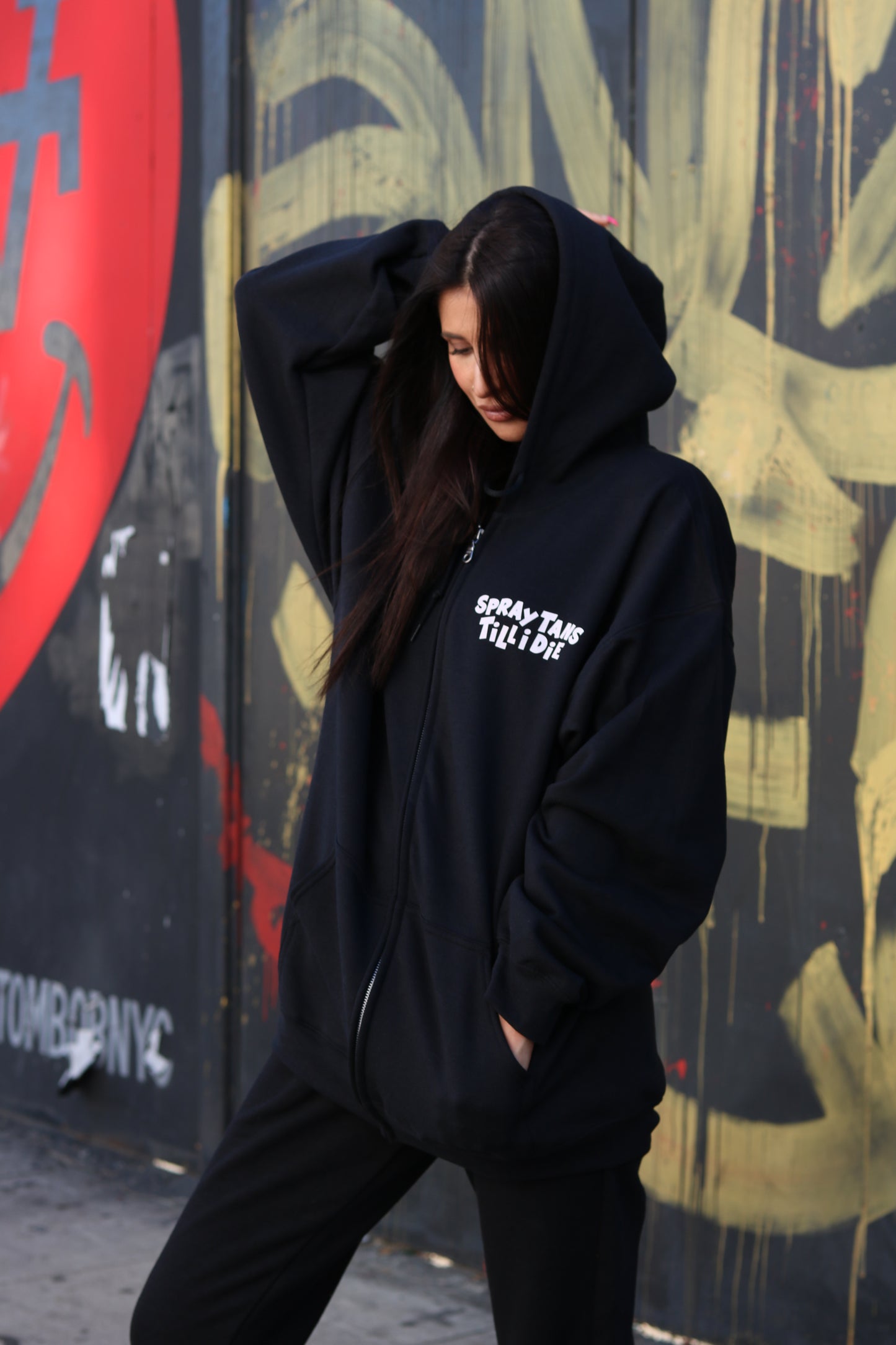 SPRAY TANS TILL I DIE ZIP-UP HOODIE