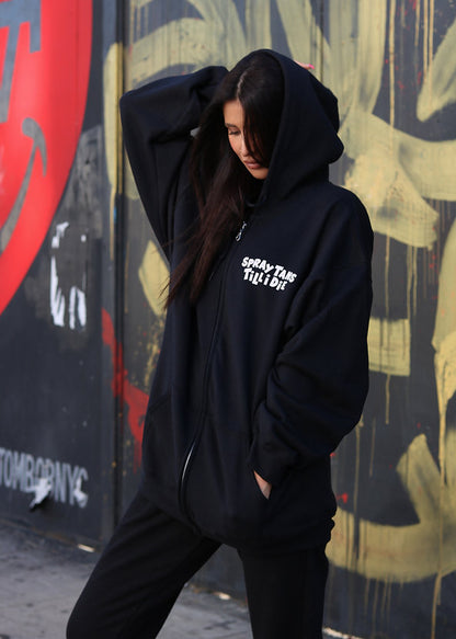 SPRAY TANS TILL I DIE ZIP-UP HOODIE
