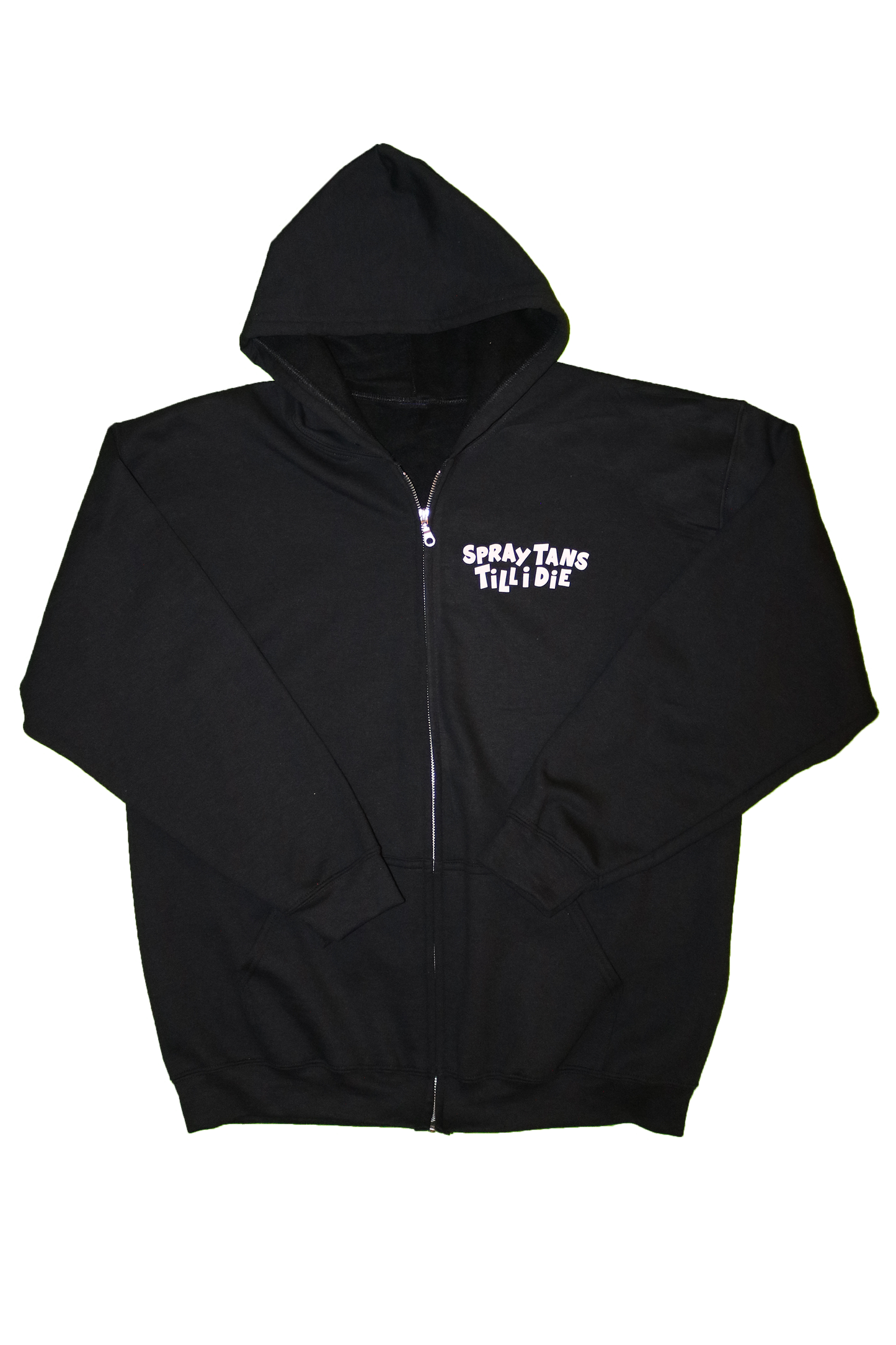 SPRAY TANS TILL I DIE ZIP-UP HOODIE