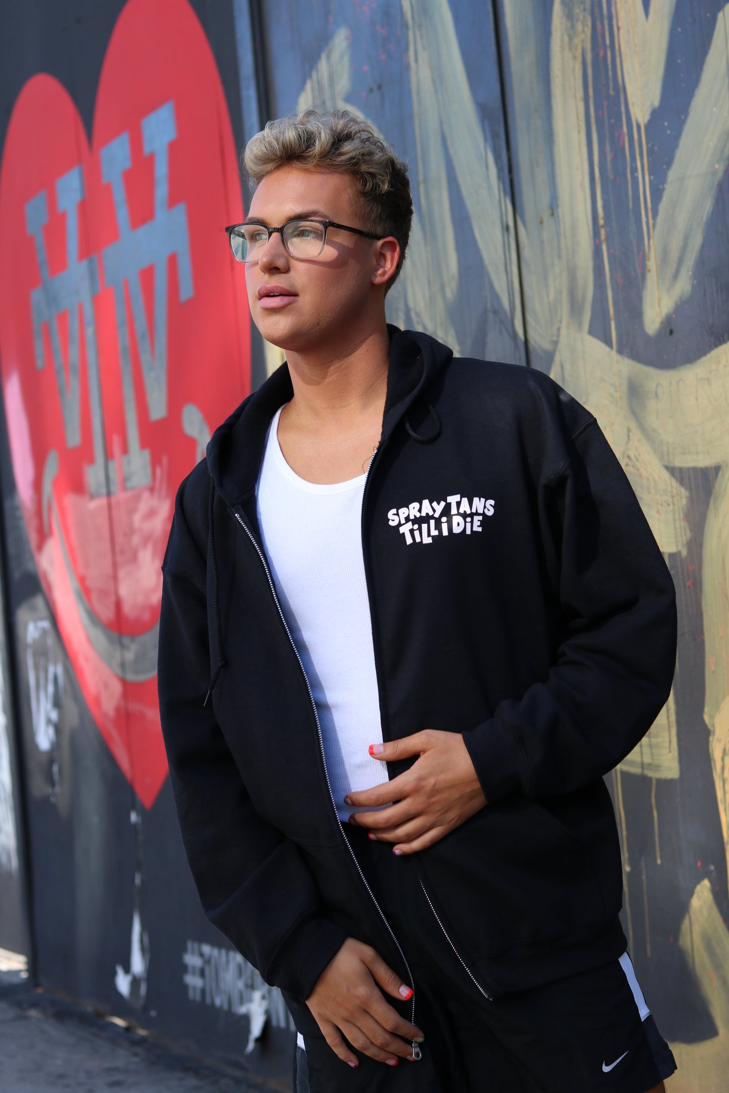 SPRAY TANS TILL I DIE ZIP-UP HOODIE